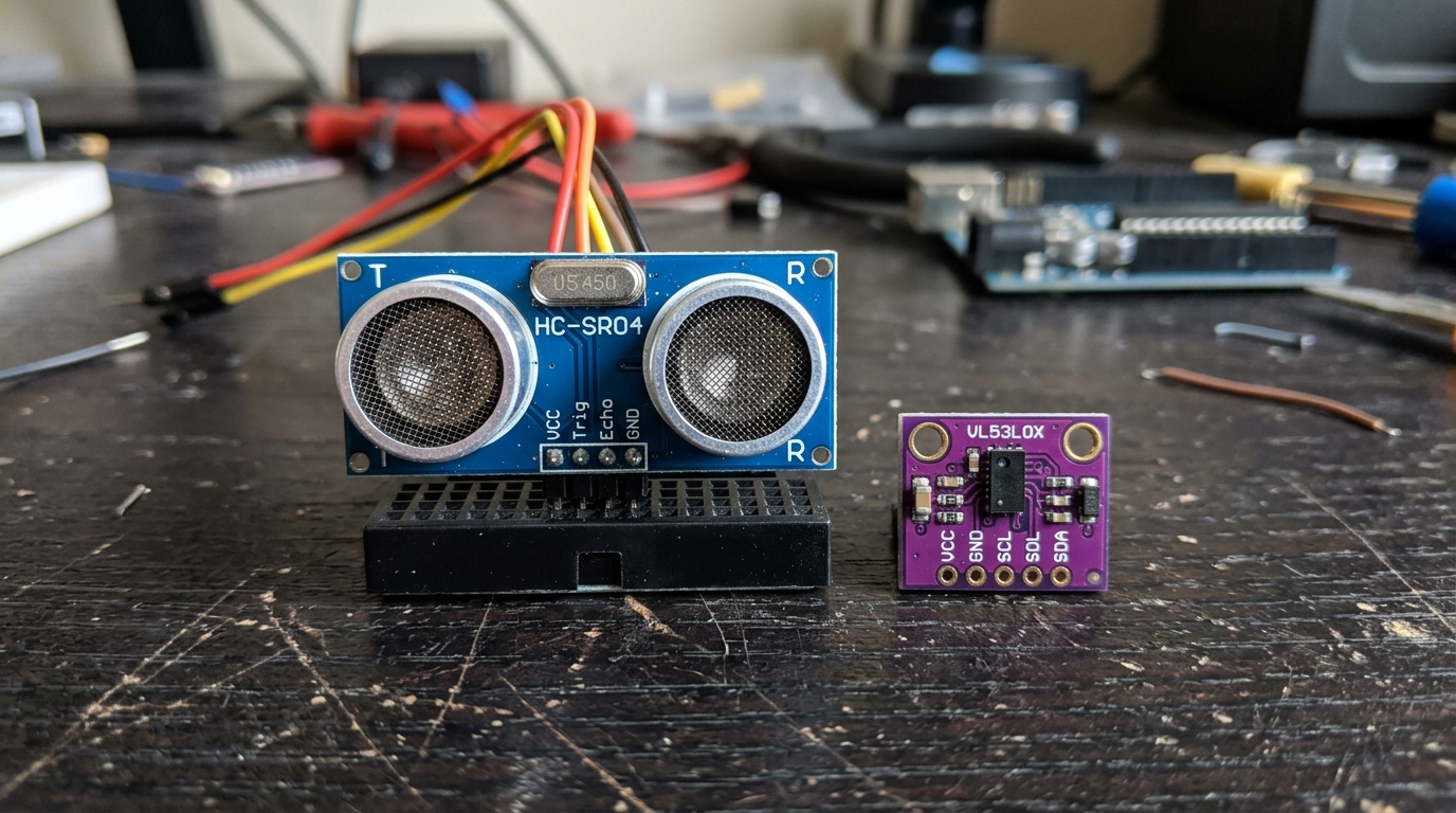 HC-SR04 ultrasonic sensor and VL53L0X ToF sensor